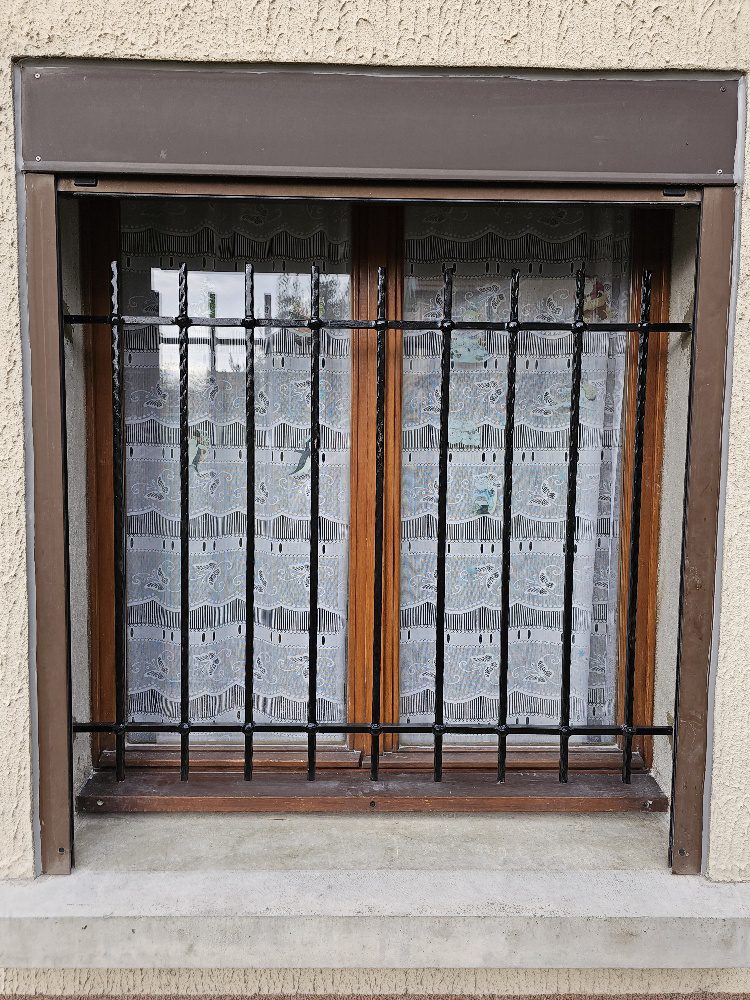 Grille de défense sur mesure en fer martelé avec décor à rosettes